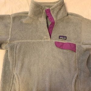 Patagonia Grey and Purple 1/4 snap Pullover!!